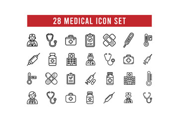 set of vector icons for medical profession