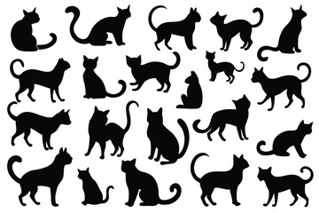 set of silhouettes of cats
