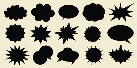 set of black and white speech bubbles