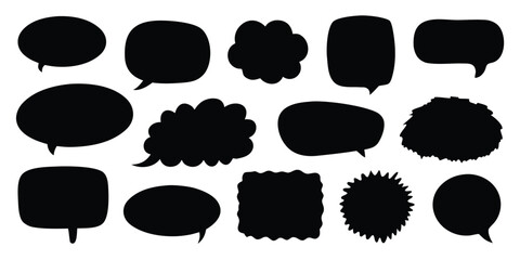 set of black and white speech bubbles