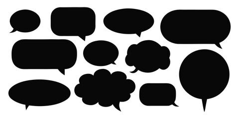 set of black and white speech bubbles