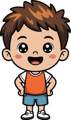 Obraz premium Adorable Cartoon Boy Illustration Happy Kid Vector Graphic