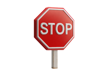 PNG Red octagonal stop sign on black background for traffic safety