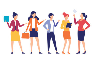 Obraz premium Flat vector illustration of a group of modern girls