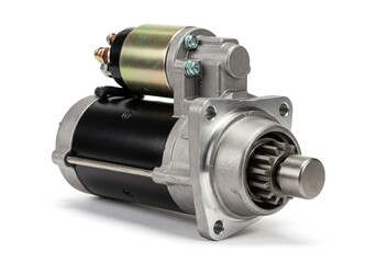 Car Starter Motor Close-Up &ndash; Automotive Engine Component Vector Illustration