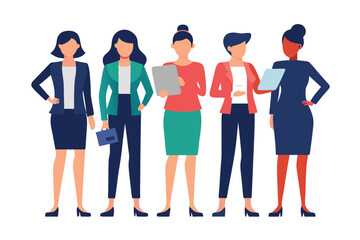 Fototapeta premium Flat vector business women set