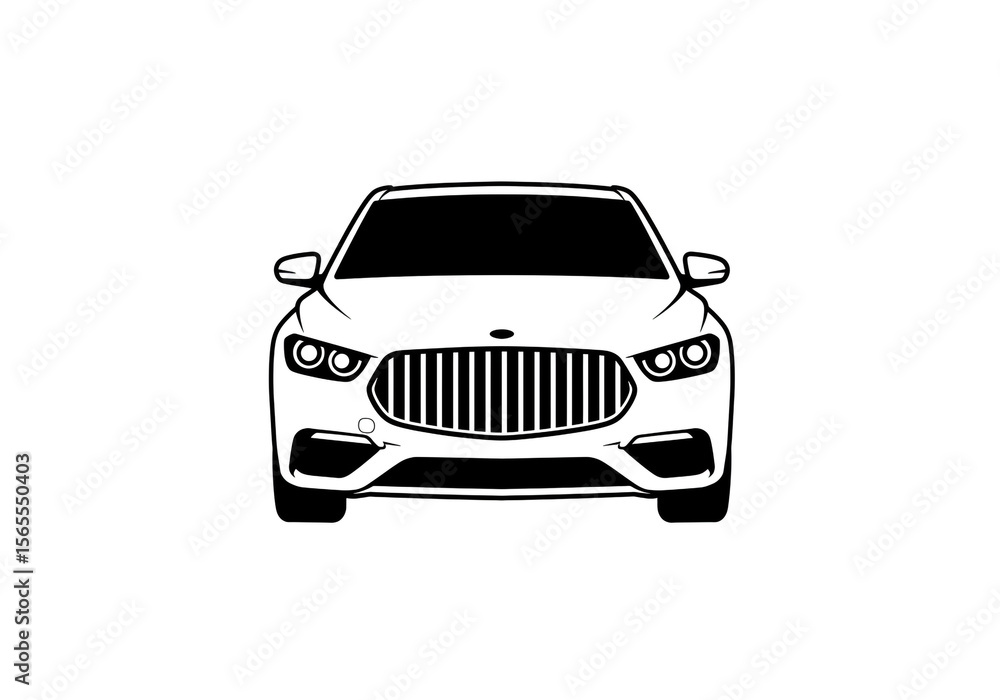 Aufkleber front view of a white car with blacked out windows and grill on a white background vector image