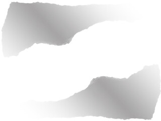 Two ripped pieces of white paper against a transparent background create a dramatic, abstract...