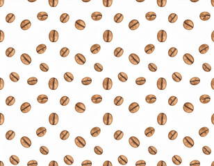Fototapeta premium Aquarell Muster aus Kaffeebohnen – dekorativer Kaffeerahmen 