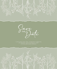 Ripped paper on floral frame border. Vector decorative floral greeting card or invitation design.