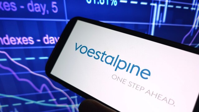 Konskie, Poland - June 29, 2025: Voestalpine company logo displayed on mobile phone