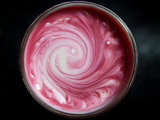 Pink smoothie bowl with swirl design healthy breakfast food photography