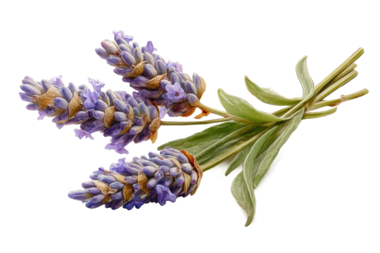 PNG Vibrant lavender sprigs with green leaves on clear background