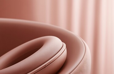 Minimalist Headphones Close-Up in Soft Rose Tone