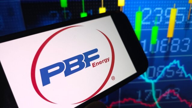 Konskie, Poland - June 29, 2025: PBF Energy company logo displayed on mobile phone