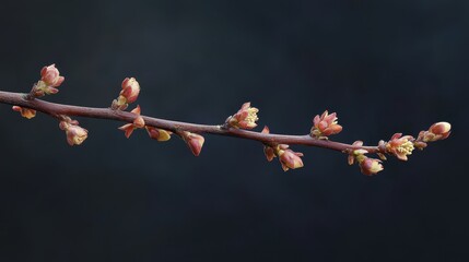 A picturesque image of a plant stem with delicate flowers blooming at its tip in a cozy setting
