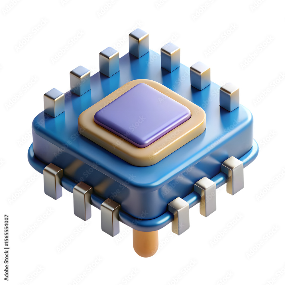 Poster a 3d rendering of a computer chip isolated on transparent background