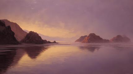 visual study on spiritual silence | invisible transitions | reverence through distance | dusky lilac over earth tones | temporal framing through arches | sacred pathways dissolving | softened horizon