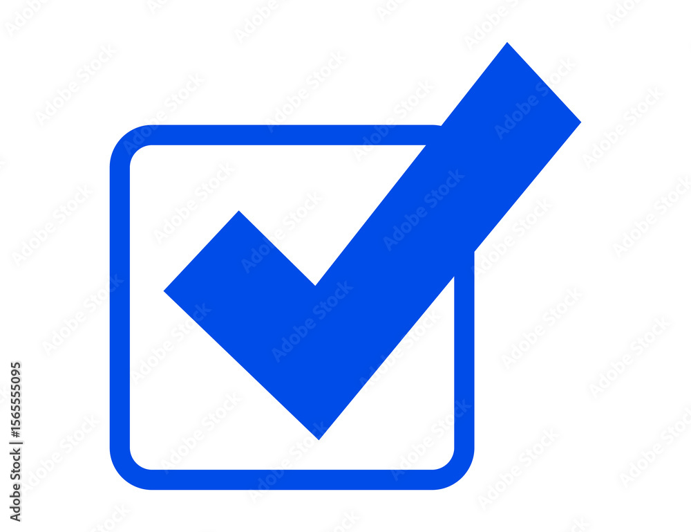 Poster blue check mark inside a square box isolated on transparent background