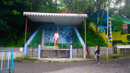 Darjeeling,West Bengal,India-11.08.2023: Statue of Nawang Gombu, legendary Sherpa mountaineer who was the first man in the world to have climbed Mount Everest twice. Gombu was born in Minzu, Tibet.