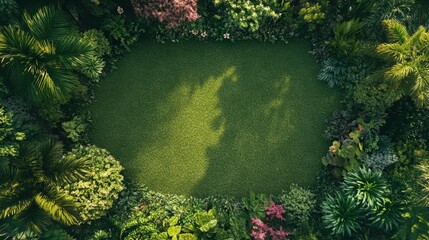 A picturesque landscape of a garden before and after mowing in a cozy setting