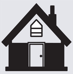 wooden cabin building silhouette vector art illustration, house icon vector illustration