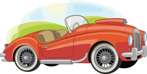 Young Firefighter Child in Red Uniform Holding a Water Hose, Spraying Water, Happy and Heroic, cad drawing flat vector illustration.