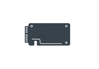 Isolated dark gray circuit board with connector and mounting holes on a white background view from above