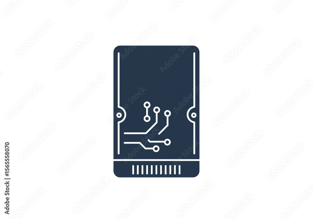Poster isolated dark blue circuit board with white lines and circles on a white background vector image