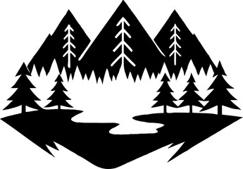 Fototapeta premium A seamless vector illustration set of winter forest fir trees, perfect for a Christmas holiday landscape design