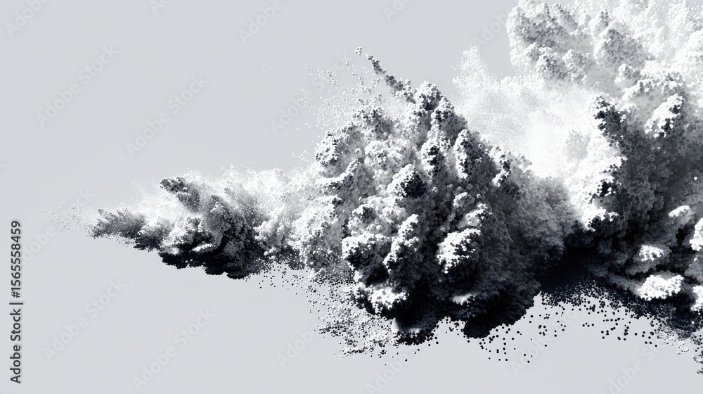 Poster 3d render of white particle on white backgrond.