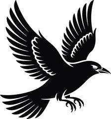Eagle flying with wide wings in vector silhouette style symbolizing freedom and wildlife