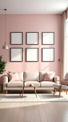 Pink living room interior design.