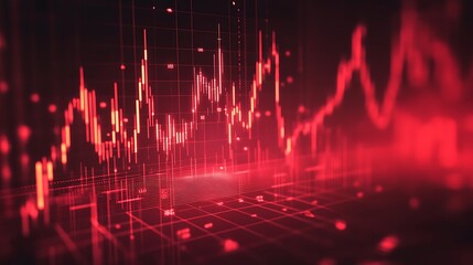 Red financial market analysis graph illustrating downward trends and economic losses photo