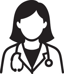 Female Doctor Icon with Stethoscope and Lab Coat Medical Professional Avatar Healthcare Worker Symbol Isolated Vector Illustration