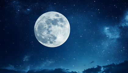 Obraz premium Full moon in the starry sky