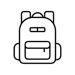 Simple backpack icon for school or travel, Minimalist black outline icon of a backpack, ideal for school, hiking, travel, apps, websites, or graphic design use.
