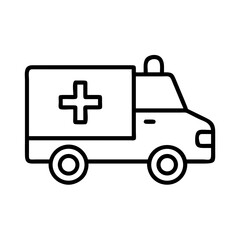 Simple Line Drawing of a Black and White Ambulance Vehicle