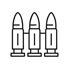 Stylized depiction of three bullets lined up for use in weaponry