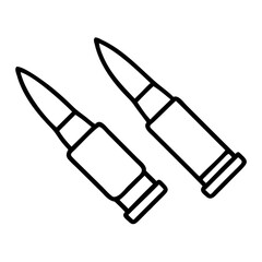 Two bullets in black and white outline on a white background
