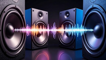 Dynamic Sound Wave Visualization Between Two Audio Speakers in a Modern Acoustic Environment