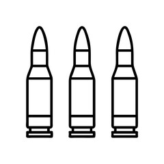 Three stylized bullets isolated on a white background for use in graphic design