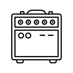 Stylized Black and White Outline Drawing of a Vintage Guitar Amplifier