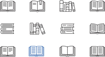 Fototapeta premium Open books and stacked books collection literature reading