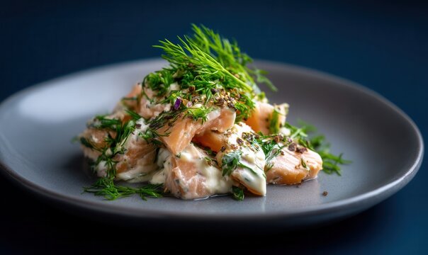 Gamey stroganina served on grey plate