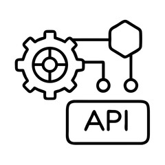 API Integration Connecting Applications with a Gear and Hexagon, Representing Data Flow