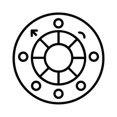 Obraz premium Simplified black and white illustration of a circular device with navigation symbols