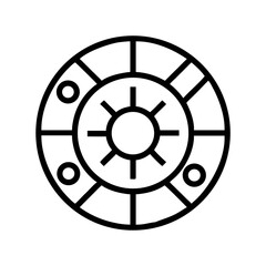 Obraz premium Monochromatic Circular Design Featuring Radial and Geometric Elements, a Symbolic Graphic Icon