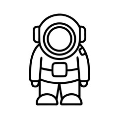Simple outlined cartoon drawing of a small astronaut in a space suit