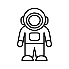 Line Drawing of an Astronaut in Outer Space Ready for Launch